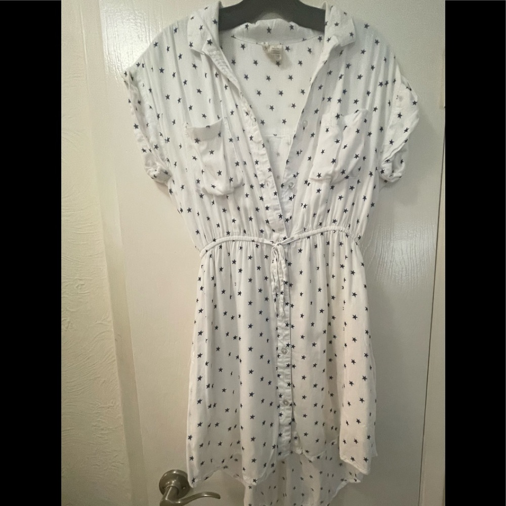 Japna Mini White Blue Star Women’s Dress- Size: S